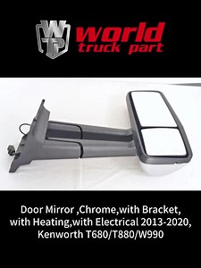 Heated and Motorized Door Mirror for Kenworth T680 T880 W990 Trucks,with Arm and Black Cover,Reference NO.R596092221100