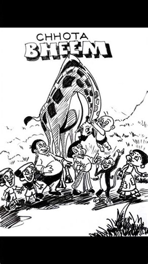 Chhota bheem drawing step by step easy ☠️☠️ #chhotabheemshorts