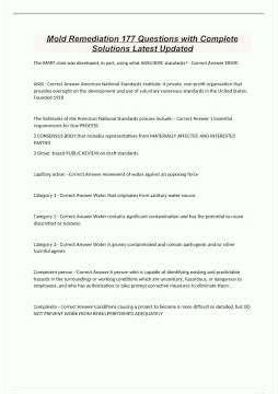 Mold Remediation 177 Questions with Complete Solutions Latest Updated1652