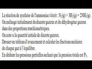 exercice corrigé de tableau d'avancement et pression partielle