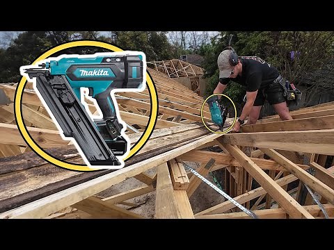 Testing Makitas 18V Framing Nail Gun on a Frame