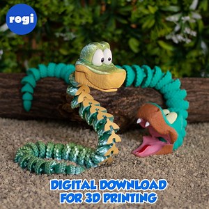 SNAKE CARTOON - Stl and 3MF Gidital File for 3D Printing, Flexible, Articulated, Toy - Etsy