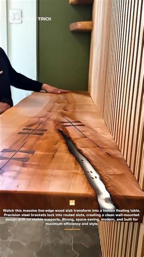 Hidden Floating Table Secret #Woodworking #DIYProjects #SatisfyingBuild
