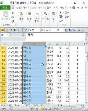 모든 피벗테이블, 한번에 모두 새로고침[Ctrl+Alt+F5]; 2023-7-26