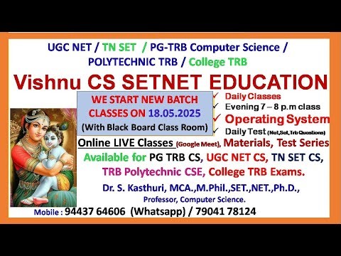 PG TRB CS | New Batch | New Unit | Operating System | Computer Instructor | UGC NET CS | TN SET CS