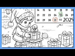 Color by Number December Calendar Elf, Snow Cabin & Holiday Countdown Color Oasis app #coloringbook