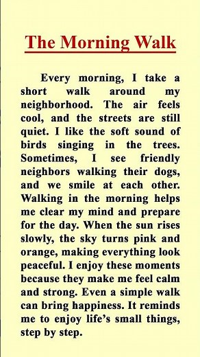 The Morning Walk | Easy English Story for Beginners (120 Words) | reading practice