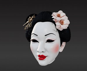 Decorative Geisha Mask - Life-Sized Japanese Wall Art