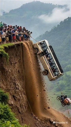 Landslide cliff, dozens rescued with ropes. #motorcycle #disasterrescue
