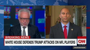 Congressman Hakeem Jeffries says President Donald J. Trump has a "tendency to be a racial arsonist, fanning the flames of hatred" http://cnn.it/2hvQqDJ | CNN