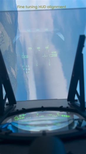 Testing and aligning the HUD to match the on-screen projection. The DCS-rendered HUD has been lacking lately. This is a comparison between it and the exported view via the combiner glass and lens. What’s funny is that the exported HUD appears small in the 2D video, but because it’s collimated for the projection screen, in real life it’s actually the same width as the glass — go figure. I’ve now got both lined up within 1–2 degrees. A few more weeks, then the rendered HUD will be turned off for g