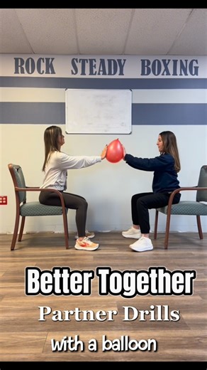 RSB Newbury Ct on Instagram: "POW 💥 Better Together Try these 4️⃣ partner exercises using a balloon to practice coordination, increase reaction time, improve rotation and arm extension… and for FUN! ⭐️ Noodle Volley 🌟 Noodle Volley 2.0 💫 Through the Hoop ✨ PWR! Twist #rocksteadyboxing #parkinsonsexercise #pdstrong #partnerworkout #neurofitness"