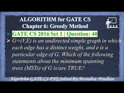 GATE CS 2016 Set 1 | Q 40: G=(V,E) is an undirected simple graph in which each edge has a distinct