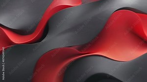 This image features a close-up view of an abstract pattern formed by red and black wavy fabric. The texture creates a soft, flowing visual effect under gentle lighting, enhancing the fabric's tactile