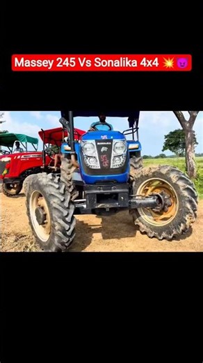 Sonalika 4x4 Pulling 😱 Massey Ferguson 245 😈 Tractor Power Test 🥶 #viralshorts #ballubhaivideos