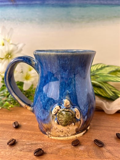 Handmade Sea Turtle Pottery Mug, Ocean Pottery Mug - Etsy