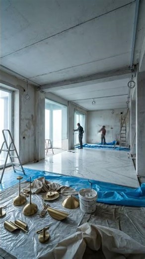 From Empty Space to Grand Marble Living Room | Luxury Interior Transformation