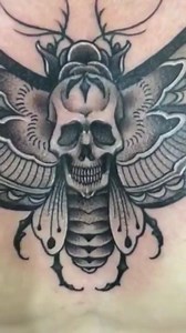 Death Head Hawk Moth Tattoo Black Work Style www.PATONGTATTOO.com | PATONG TATTOO STUDIO PHUKET THAILAND