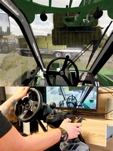 Farming Simulator Merlo telehandler Loading Bales Thrustmaster Farmstick Steering Wheel #dkgc #fs22