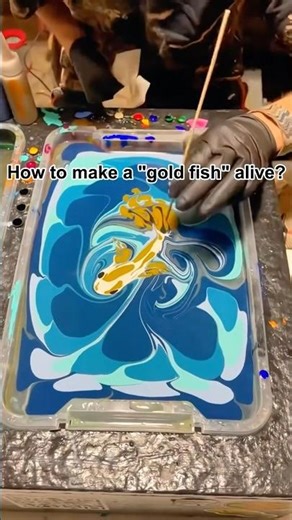 Colors float, water ripples…… and suddenly a goldfish swims to life🎏🌟 #fyp #diy #art #handmade