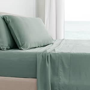 Cariloha Classic 4-Piece Twill Sheet Set | Tahitian Breeze | King | Viscose Material | Allergy Resistant and Extra Soft | Cooling for Hot Sleepers | Corner Bands