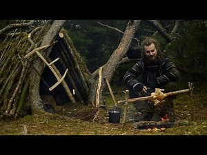 Bushcraft trip - making woodshed - permanent a-frame camp series [part 2 - long version]