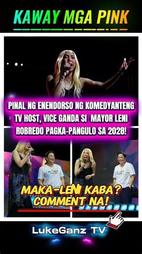 FINAL NA! LENI ROBREDO ENDORSED BY VICE GANDA! 😲 #highlights#viral#news#trending#facebook#president