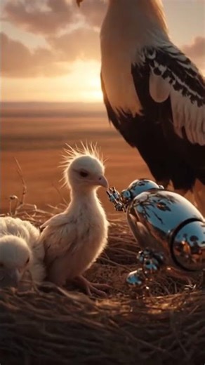 Nature Is Lit 🤖 Tiny Robot Visits Secretary Bird Chicks‪@wildlifeLensTV‬