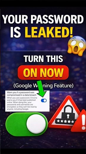 Your Password is Leaked! 😳 Turn This ON Now (Google Warning Feature) #PasswordLeak #StaySafeOnline