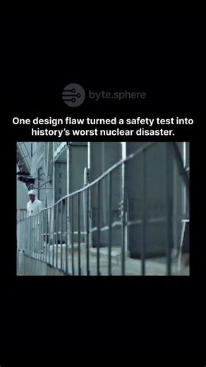 Bytes Sphere | Artificial Intelligence | Science on Instagram: "☢️ The Chernobyl disaster: when flawed reactor design met fatal human error The Chernobyl disaster was caused by a deadly combination of a flawed RBMK reactor design and severe operator mistakes during a poorly planned safety test on April 26, 1986. The RBMK reactor was inherently unstable at low power, yet operators continued the test while operating outside safe parameters and disabling critical safety systems. When the reactor po