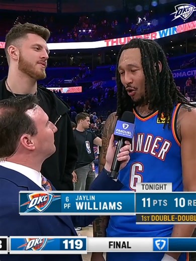 JWill joins Nick Gallo after tonight's W 🎤 #okcthunder