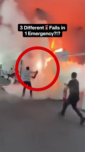 This is the ultimate lesson in what NOT to do with a 🧯 during a fire emergency. (Everyone was Safe!) Watch this insane footage where three individuals attempt to tackle a building fire, resulting in a chaotic