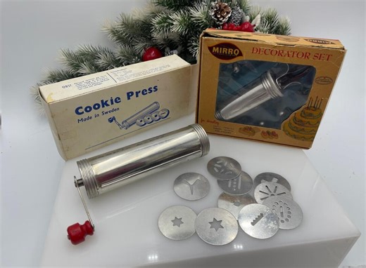 Rare Sveico Cookie Press & 1940s Mirro Decorator Set, Kaksprits, Original Boxes, Extra Disks, Recipes on Box - Etsy