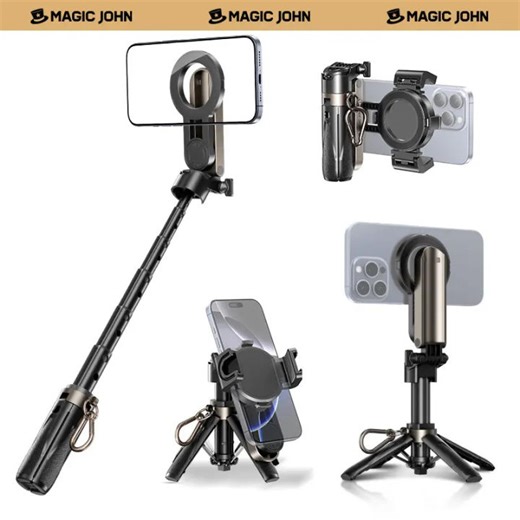 NEW - MAGIC JOHN 4-in-1 Multifunctional Magnetic Selfie Stick – 360 ° Rotation, Compact & Stylish, With wireless Bluetooth control, Magnetic Phone Holder for Selfies/Video Recording/Vlogging, Compatible with Most Phone Modes-d657daaa | Lazada PH