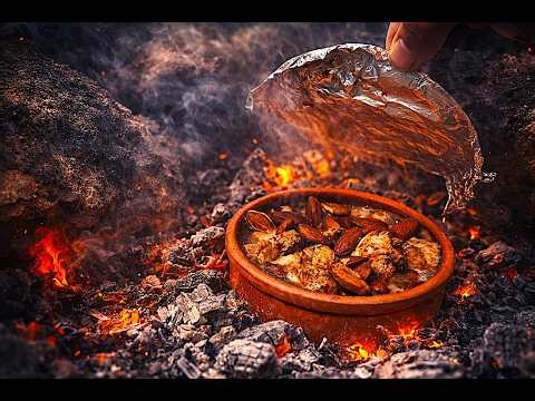 🔥 “Almond Fire Feast! Wild Cooking in Clay Pot Over Hot Coals”