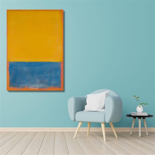 Rothko Style Canvas Art – Bold Color Field Abstract Painting - Yellow and Blue - Etsy