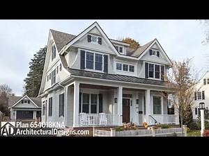 Architectural Designs Modern Colonial House Plan 654018KNA Walkthrough Tour!!