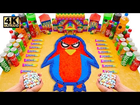 How To Make Spiderman Penguin Hole & LEGO, Big Schweppes, Monster, Fanta, Coca Cola vs Mentos
