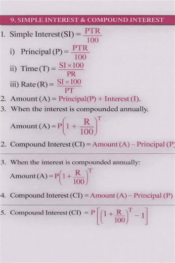 Simple & Compound Interest Formulas #exam#edusparx#formula