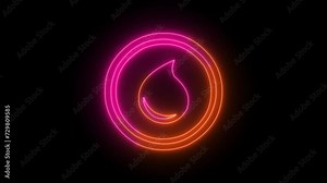 Neon fire safety sign animated. Light fire safety symbol animation.