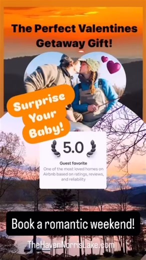 The Haven Norris Lake on Instagram: "💘 Only ONE Lucky Couple… 💘 Valentine’s Day falls on a Saturday this year... and there’s just ONE opportunity to make it unforgettable at The Haven Norris Lake! Tucked away on 5 private woodland acres, surrounded by panoramic lake views, this secluded A-frame is the ultimate romantic escape for couples! 🔥 Cozy up by the two-story remote-controlled gas fireplace 🔥 Roast marshmallows under the stars at the lakefront firepit (wood included) 🥂 Grill a Valenti