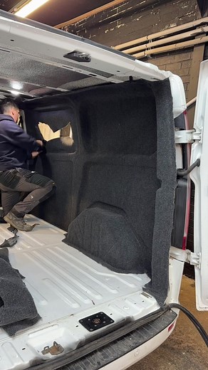 Carpet lining a Ford transit custom panel van that was in for a Kombi conversion with us here at camper in transit! #vanlife #vanconversion #fordtransitcustom