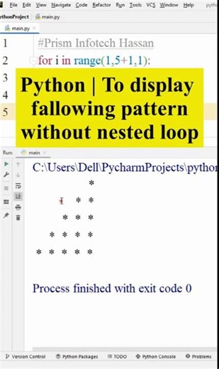 Python | To display fallowing pattern | without using nested loop