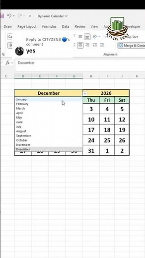 Dynamic Calendar in Excel | Create Automatic Monthly Calendar Using Formulas | Study Nest