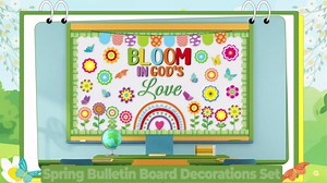 Spring Bulletin Board Set Bloom in God’s Love Classroom Decoration Religious Bulletin Board Jesus Flower Butterfly Cutouts for Spring Easter Christian Sunday School Church Chalkboard Wall Decor