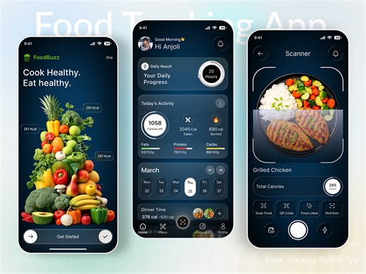 Nutrition & Calorie Tracker Mobile App UI