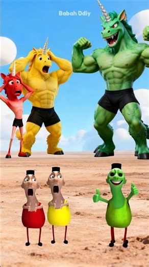 Hamud Habibi merah kuning Hijau Tantangan Games Monster kuda poni #kartun