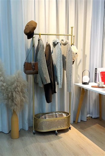 Innovative Coat Rack with Locking Wheels for Storage