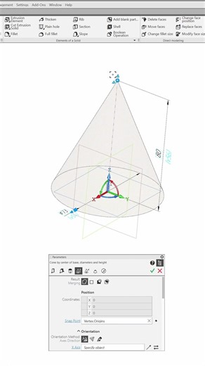 Cone by Diameter and Height in KOMPAS-3D CAD Tool #cad #3dmodeling #kompas3d #mcad #cadcamtutorials