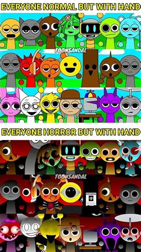 EVERYONE NORMAL BUT WITH HAND Vs EVERYONE HORROR BUT WITH HAND #sprunki #roblox #shorts #shortvideo